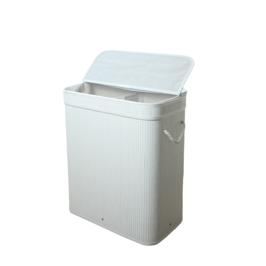 סל כביסה לבן מחולק לשניים