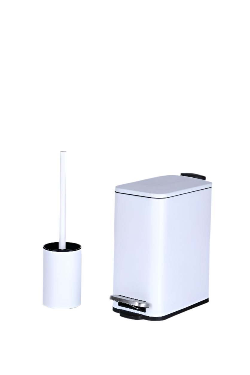 סט פח אשפה מלבני ומברשת אסלה