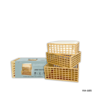 ארגזי אחסון במבוק בשלושה גדלים שונים