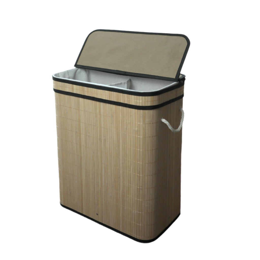 סל כביסה חום מחולק לשניים