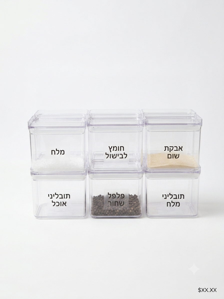 סט 12 קופסאות אקריל פלוס מגש פלוס מדבקות שקופות