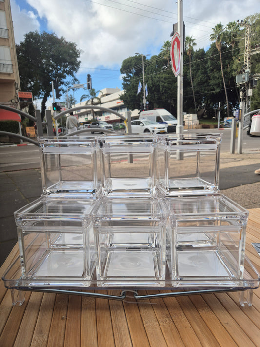 מבצע סט 9 צנצנות אקריל פלוס מגש מתקפל מאקריל פלוס מדבקות שטיפות במים