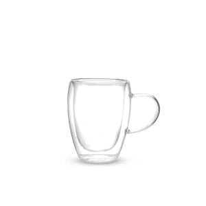 זוג כוסות כפולות זכוכית עם ידית