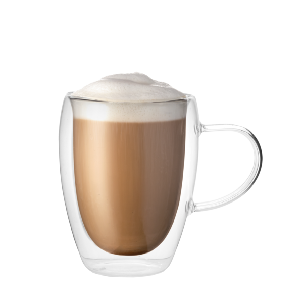 זוג כוסות כפולות זכוכית עם ידית