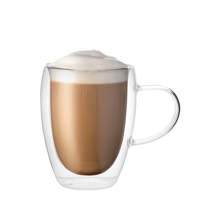 זוג כוסות כפולות זכוכית עם ידית